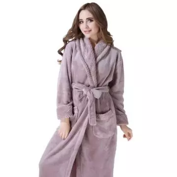 Richie House Women's Plush Soft Warm Fleece Bathrobe