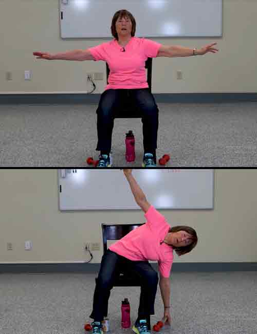 Seated side bends core exercise for seniors