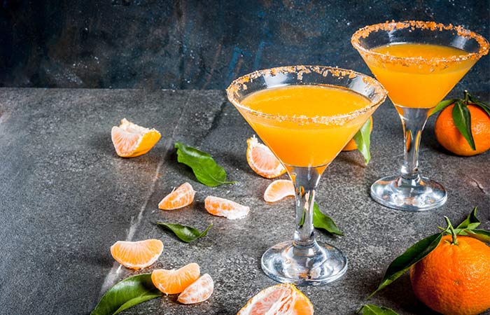 Two glasses of tangerine martini