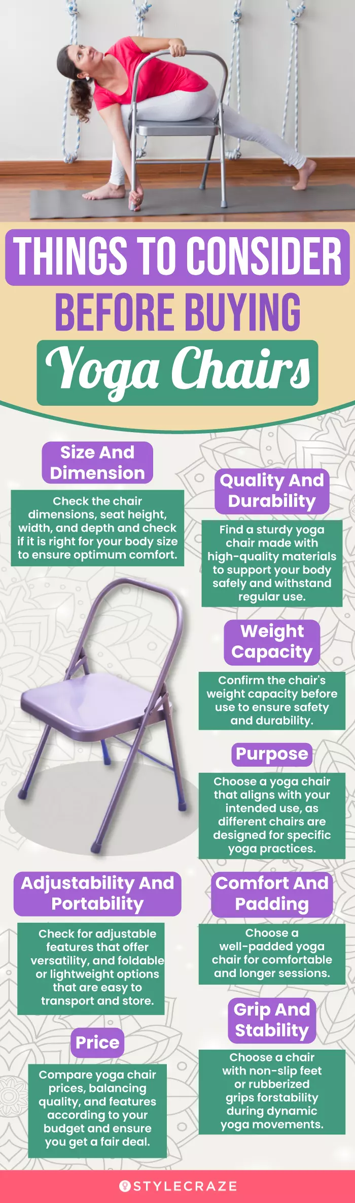Things To Consider Before Buying Yoga Chairs (infographic)