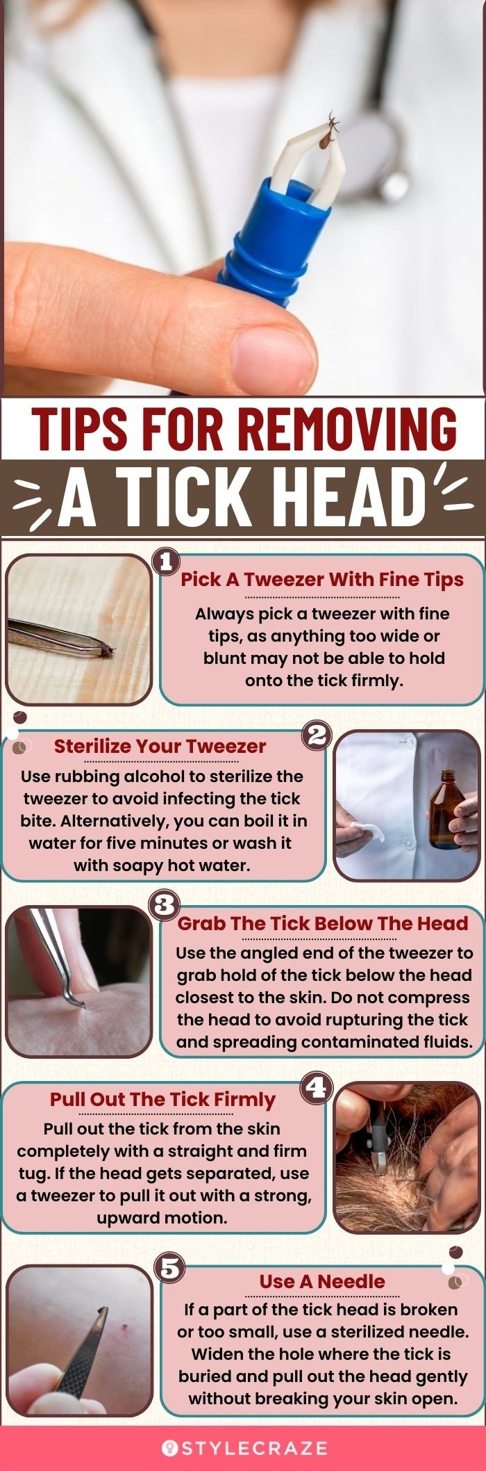 tips for removing a tick head (infographic)