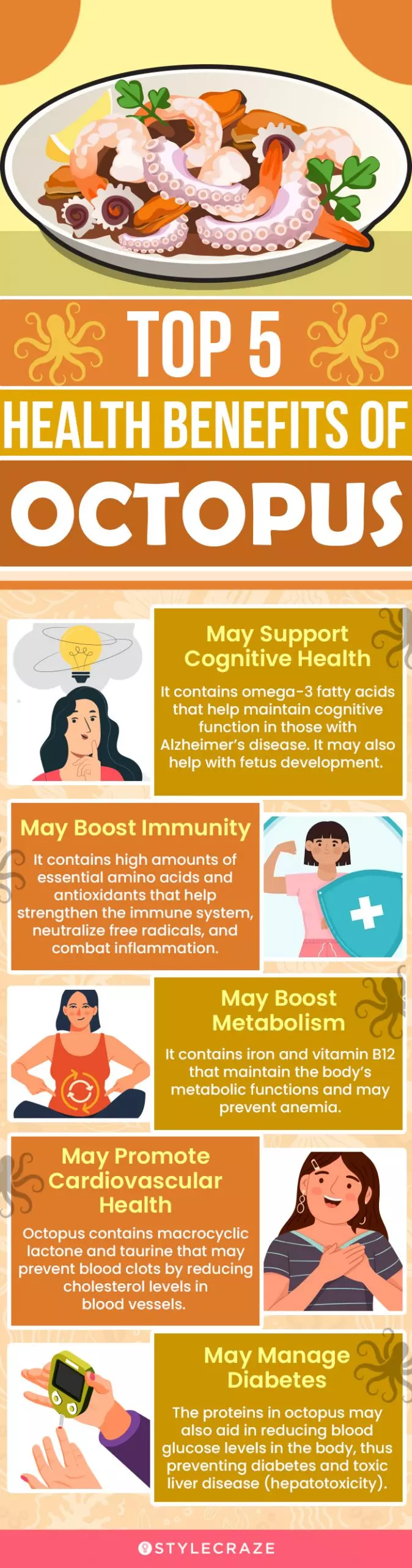 top 5 health benefits of octopus (infographic)