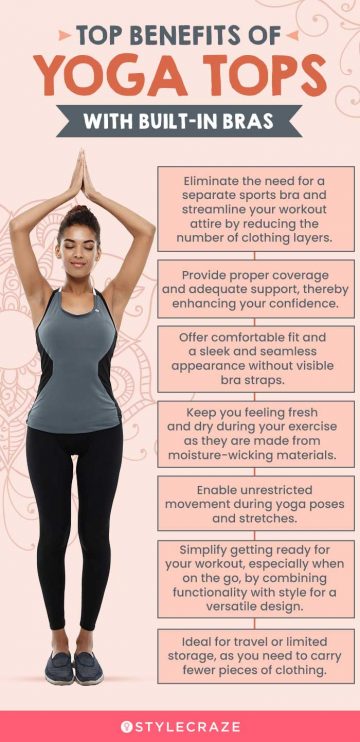 Top Benefits Of Yoga Tops With Built-In Bras (infographic)