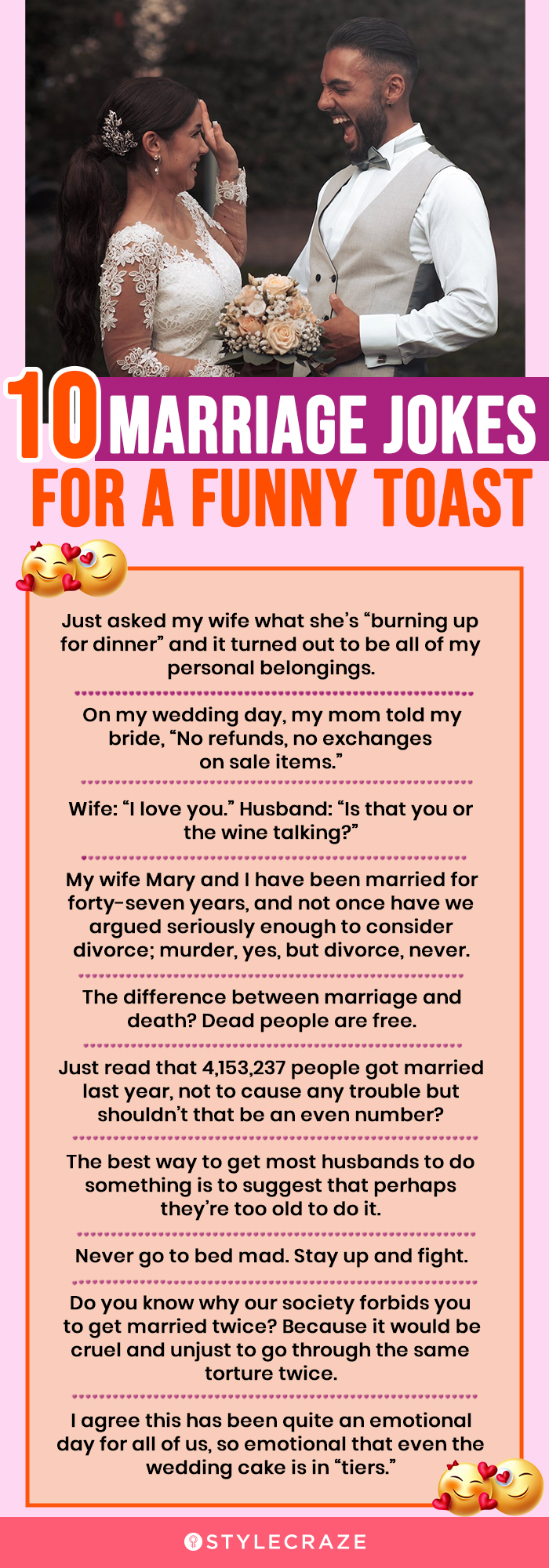 10 marriage jokes for a funny toast (infographic)