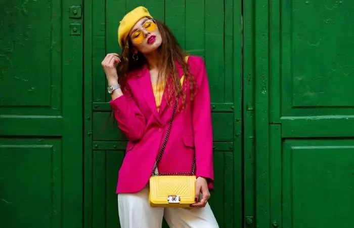 A stylish woman wearing a beret