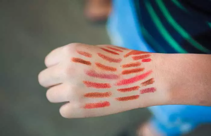 Checking-Lipstick-Shade-On-Wrist