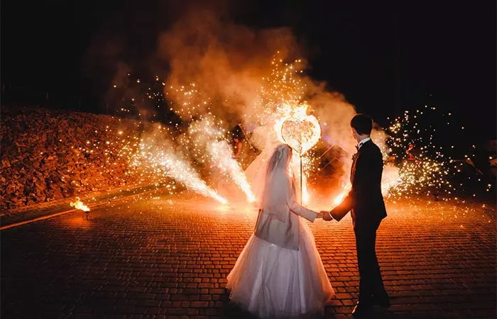 Fireworks can be used for an amazing wedding send off
