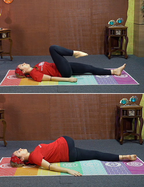 Half spinal twist to relieve constipation