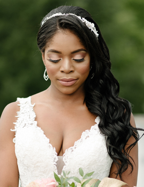 Loose wave wedding hairstyle for black women