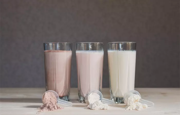Glasses of different flavors of glucerna shakes 