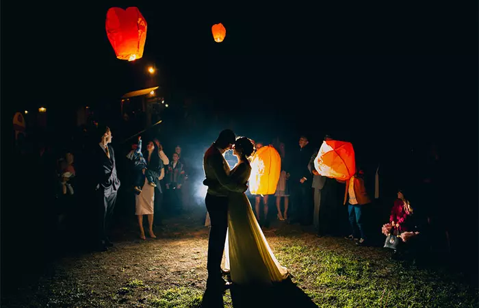 Sky lanterns can be used for an amazing wedding send off