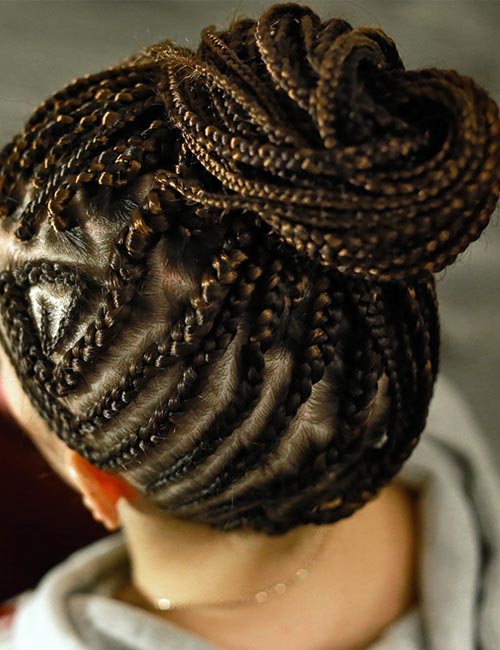 The feed-in braided bun wedding hairstyle for black women