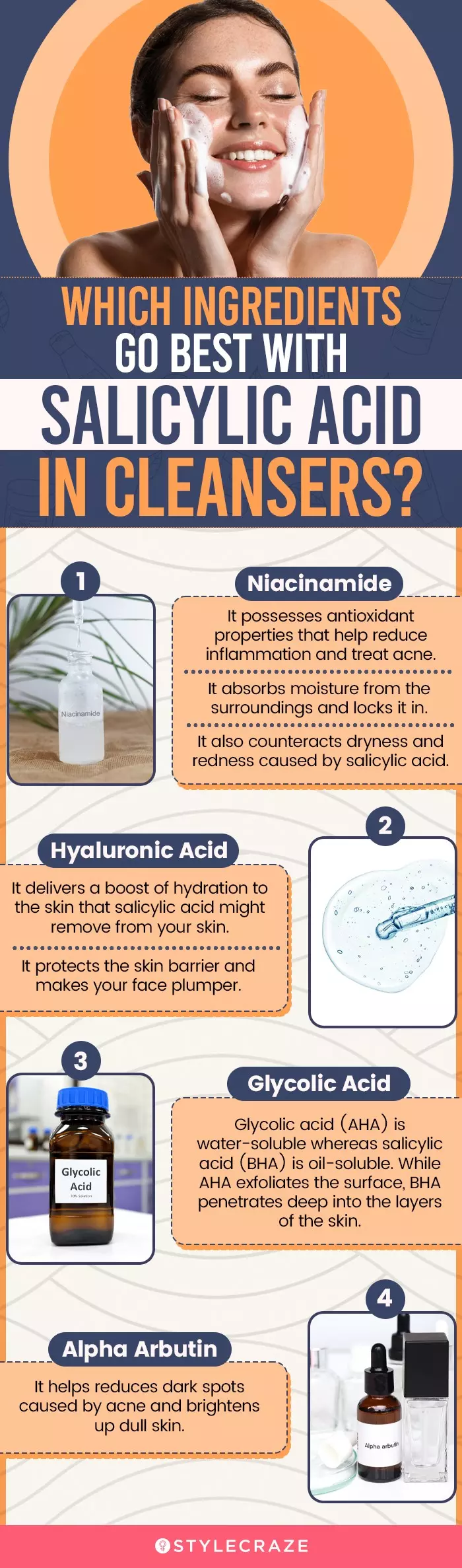 Which Ingredients Go Best With Salicylic Acid In Cleansers? (infographic)