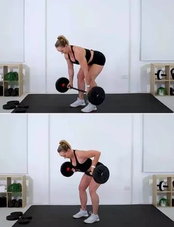 Barbell bent over row exercise for women