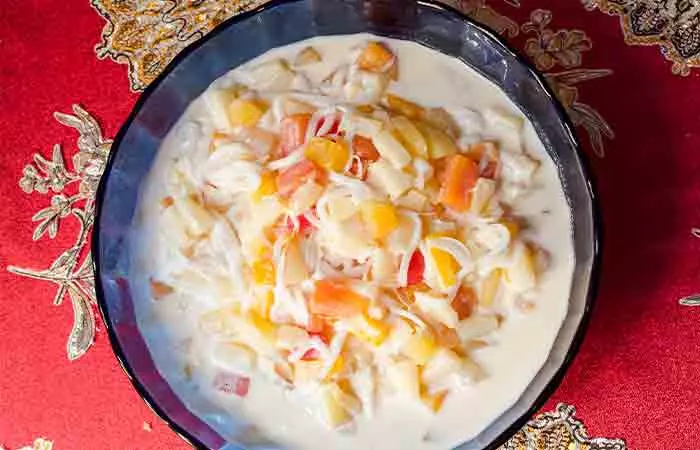 Fruit salad with condensed milk