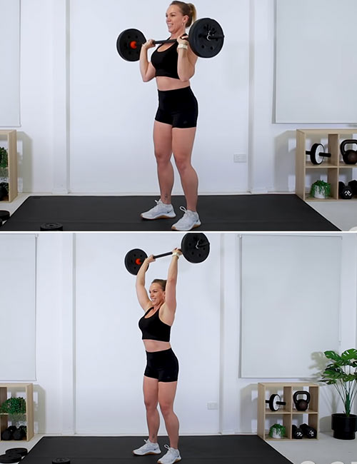 Barbell shoulder press exercise for women