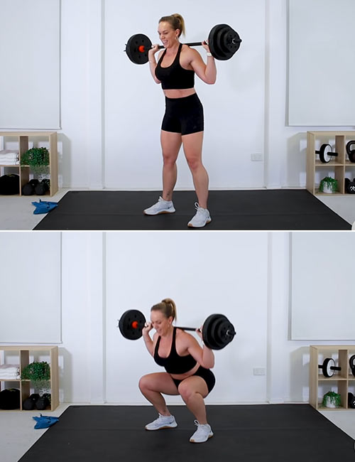Barbell squat exercise for women