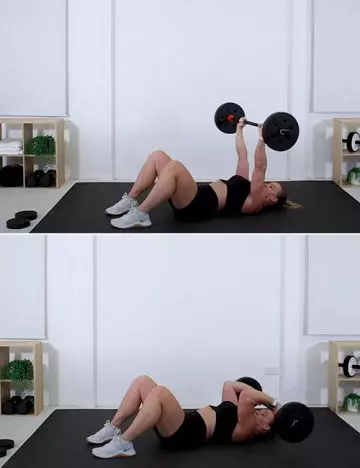 Barbell tricep extension exercise for women