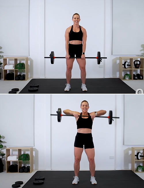 Barbell upright row exercise for women
