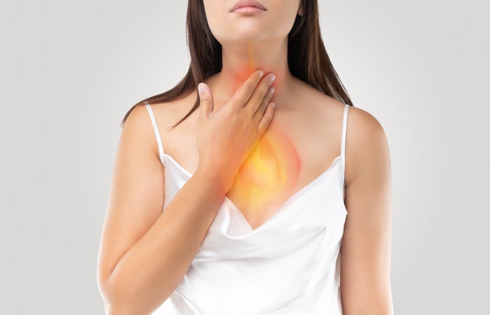 Woman dealing with gastroesophageal reflux disease