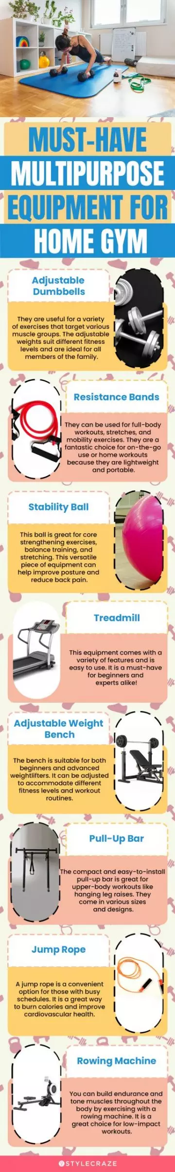 Must-Have Multi-Purpose Equipment For Home Gym (infographic)