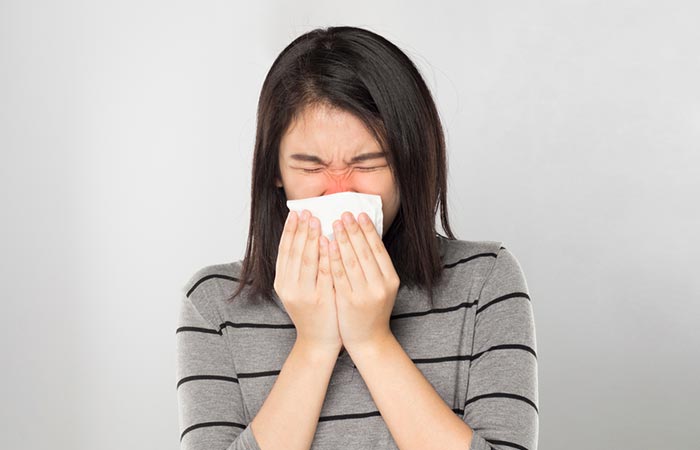 A common symptom of a post-nasal drip is a blocked nose