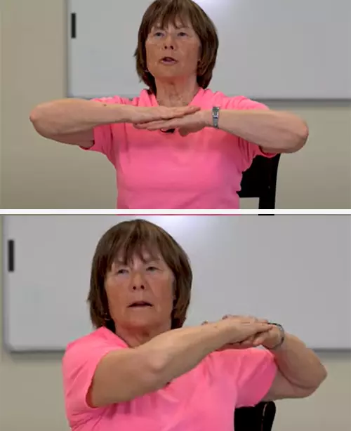 Sitting oblique twists exercise for seniors