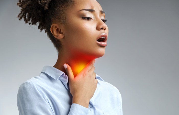 Inflammation in the back of the throat may lead to a sore throat