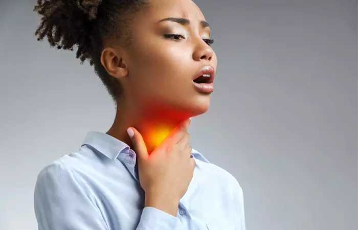 Inflammation in the back of the throat may lead to a sore throat