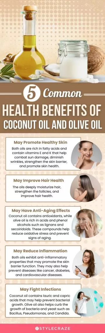 5 common health benefits of coconut oil and olive oil (infographic)