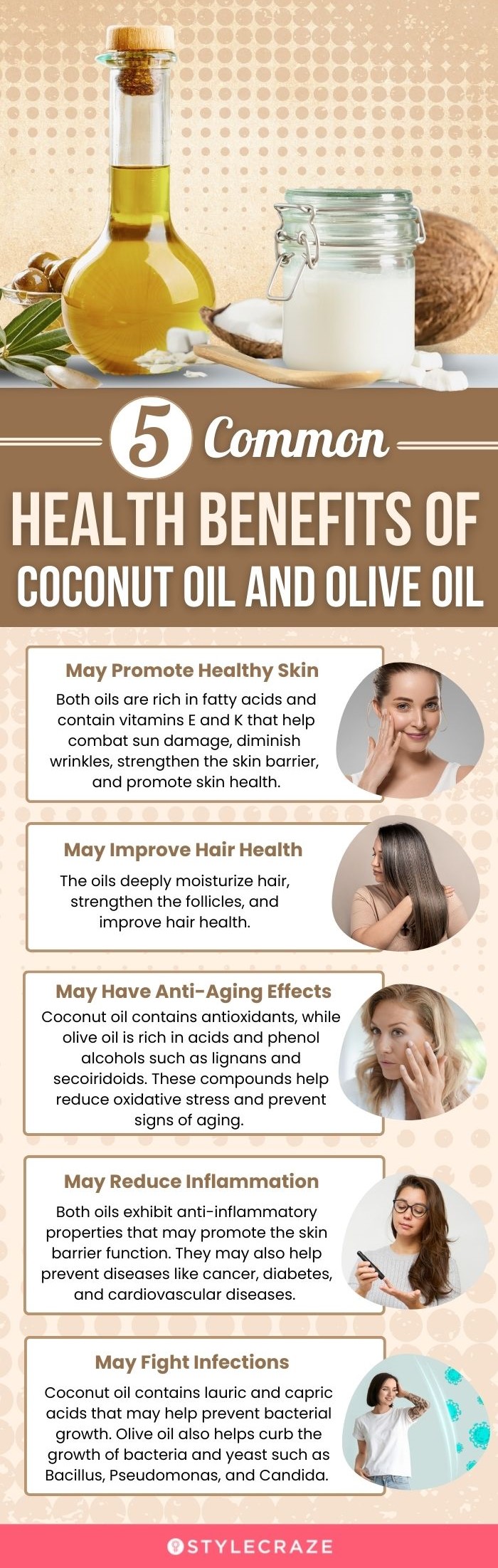 5 common health benefits of coconut oil and olive oil (infographic)