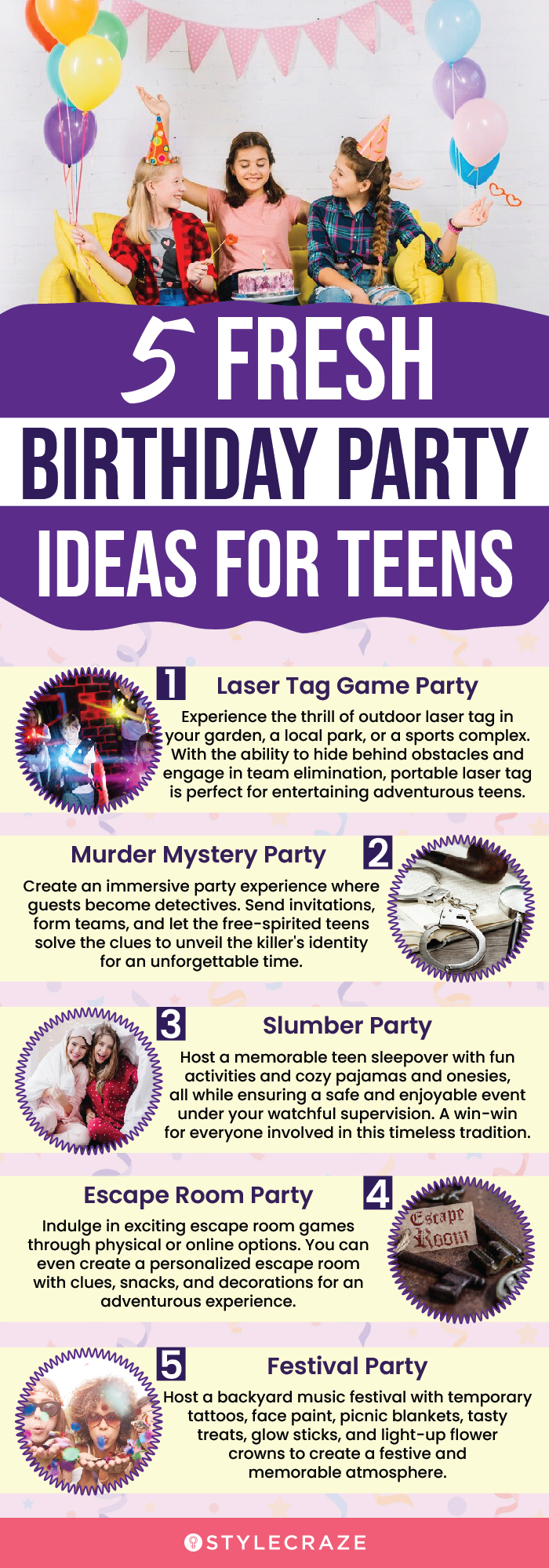 5 fresh birthday party ideas for teens (infographic)