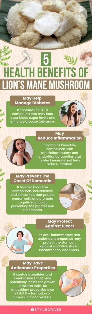 5 health benefits of lion’s mane mushroom (infographic)