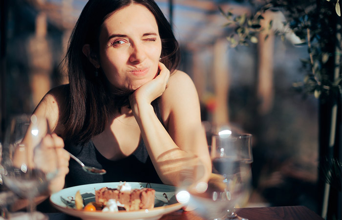 Woman on keto diet eats consumes carbs