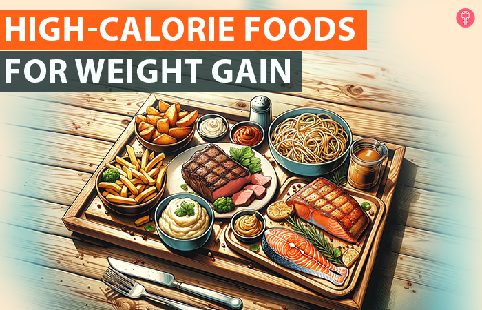 An assortment of high calorie foods for weight gain