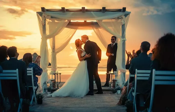 Couple having a non-religious wedding ceremony