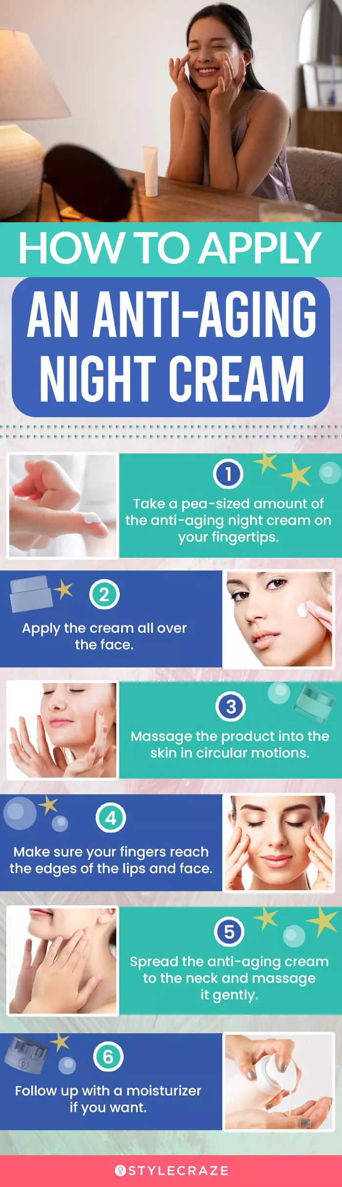 How To Apply An Anti-Aging Night Cream (infographic)