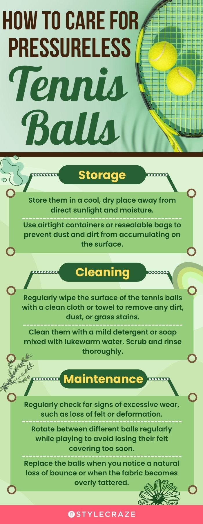How To Caring For Pressureless Tennis Balls (infographic)