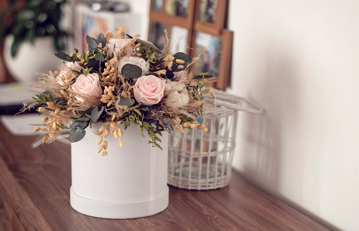 Preserve your wedding bouquet in sand-filled pots