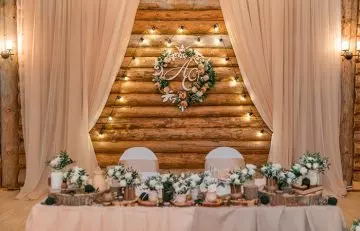 Wooden centerpieces for barn wedding decor