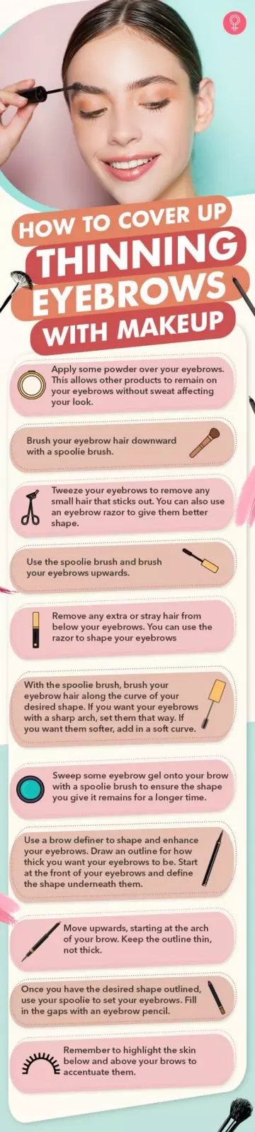 how to cover up thinning eyebrows with makeup (infographic)