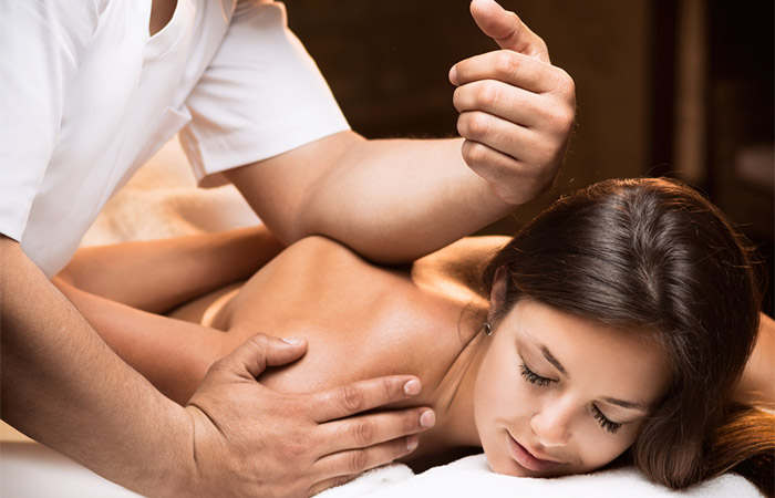 Woman taking tissue massage