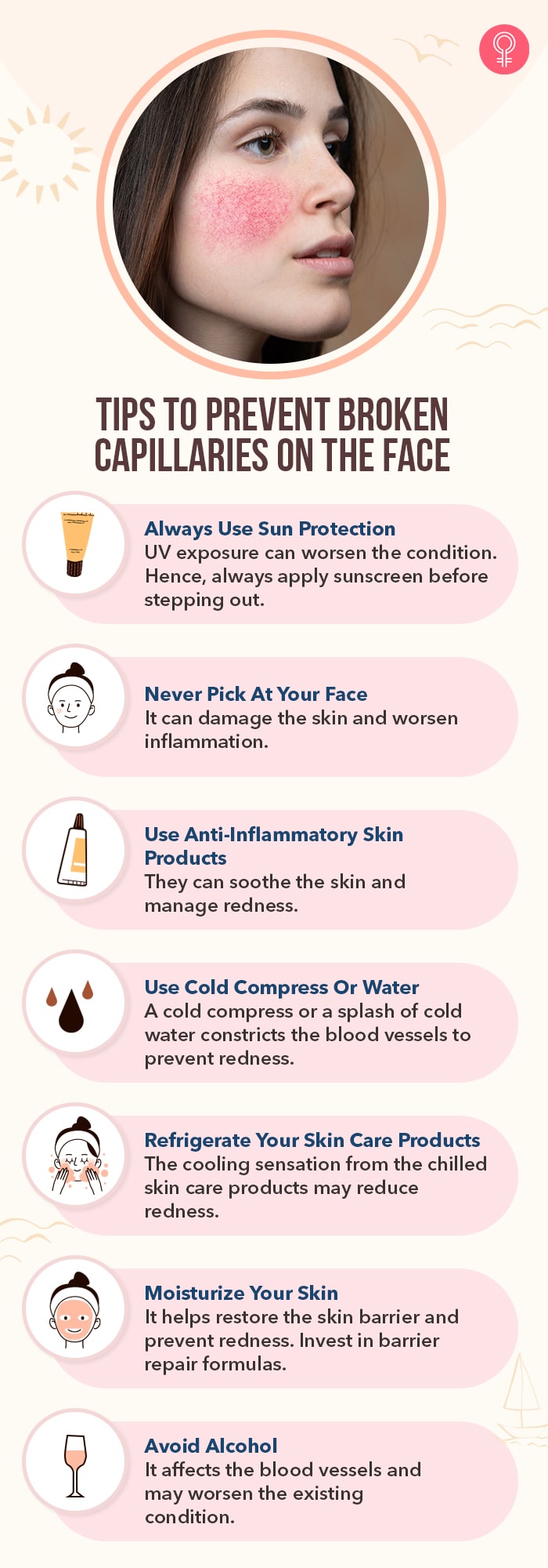 7 amazing tips to prevent broken capillaries on the face (infographic)