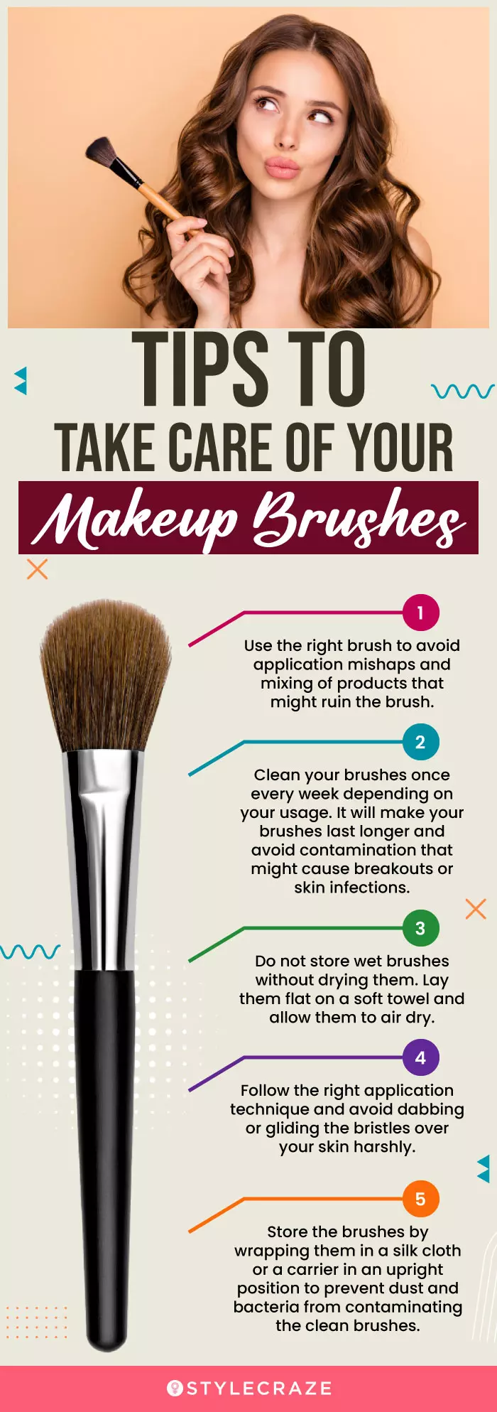 Tips To Take Care Of Your Makeup Brushes (infographic)