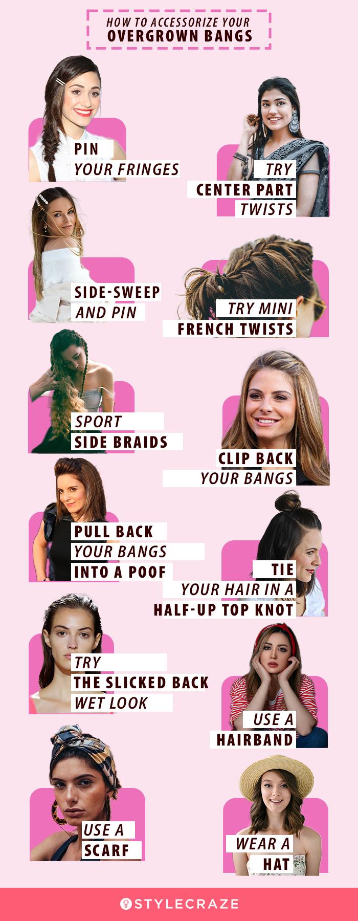 how to accessorize you overgrown bangs (infographic)