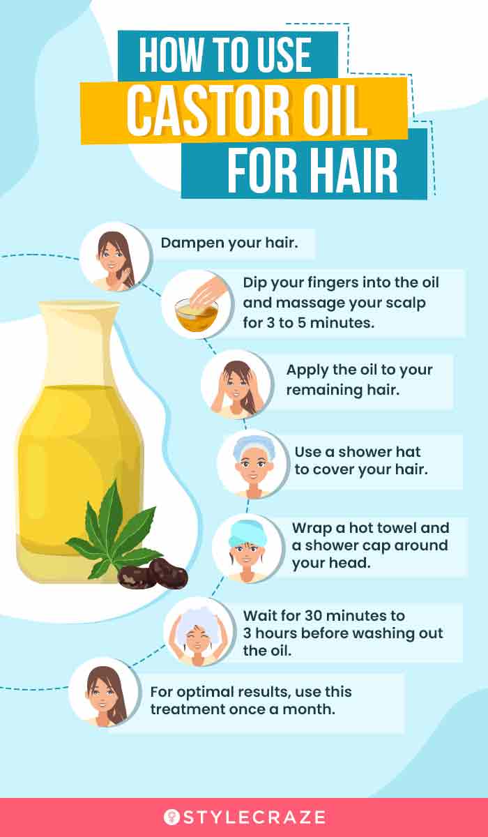 how to use castor oil for hair (infographic)
