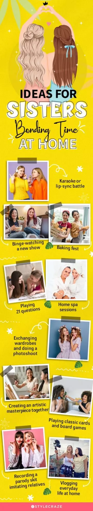 ideas for sisters bonding time at home (infographic)