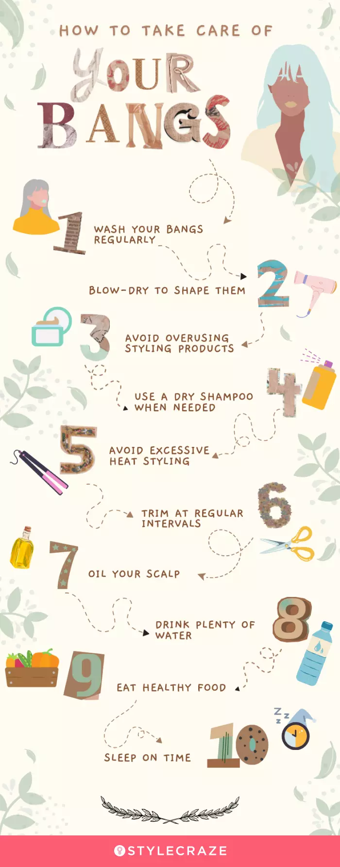 how to take care of your bangs (infographic)