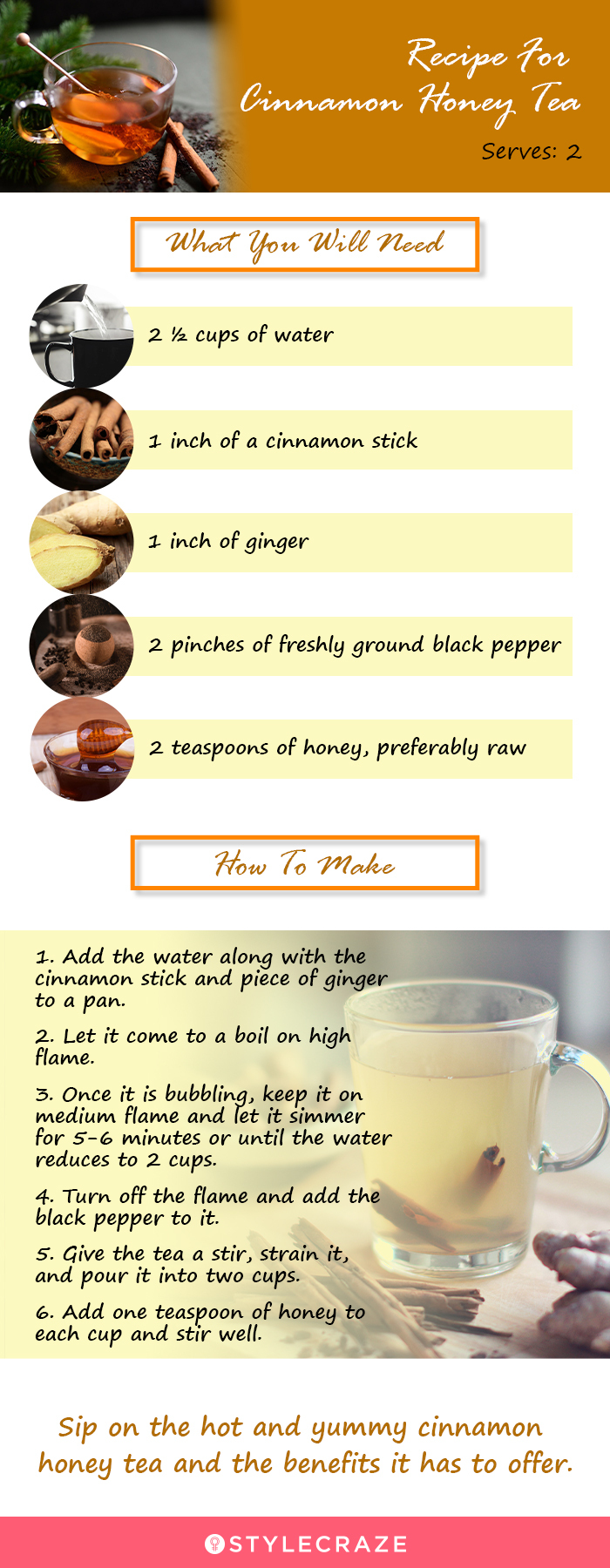 recipe for cinnamon honey tea (infographic)