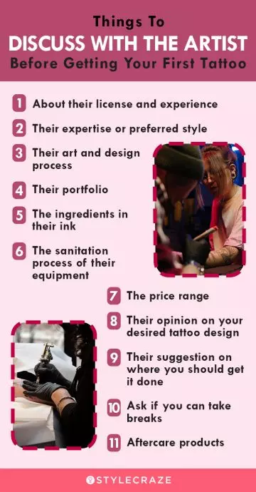 11 things to discuss with the artist before getting your first tattoo (infographic)